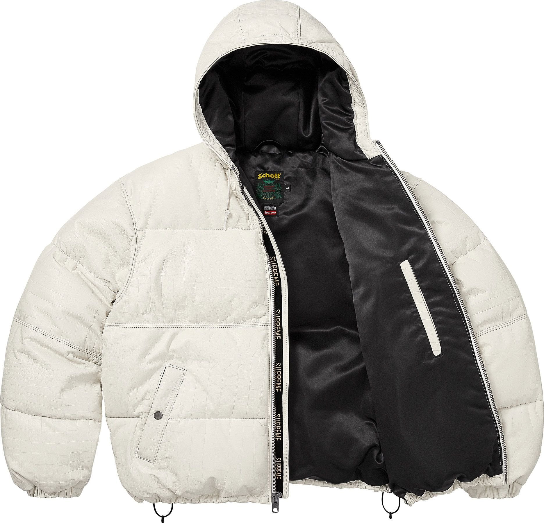 Supreme®/Schott® Leather Down Hooded Puffer Jacket view 4